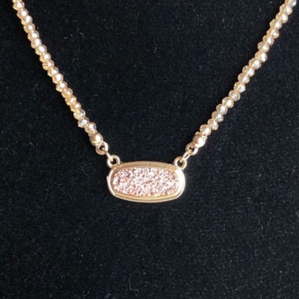 Set of gold druzy necklace and earrings